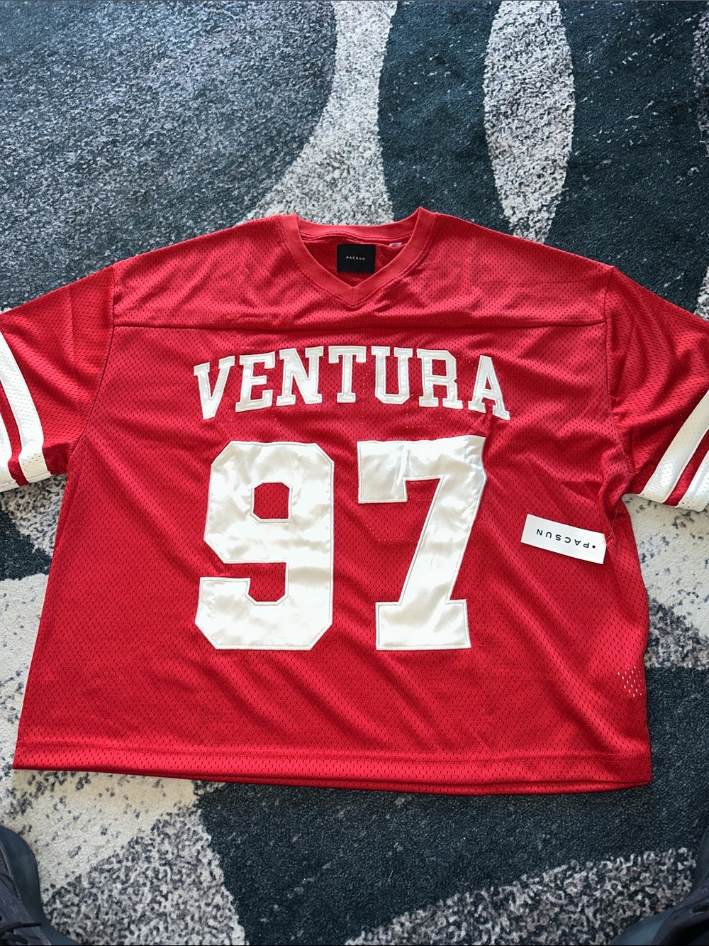 PacSun Red 'Ventura 97' Mesh Jersey with White Lettering